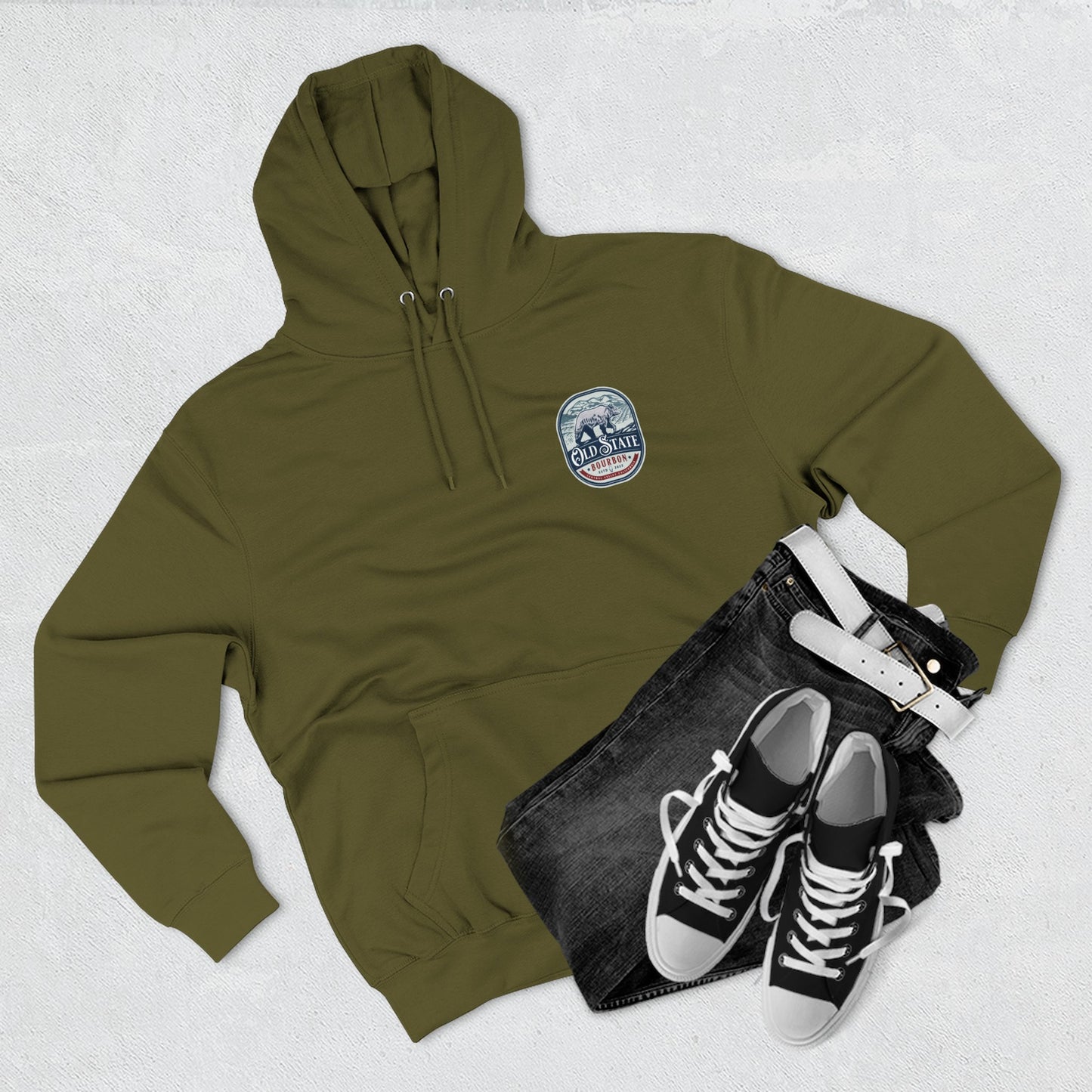 Old State Hoodie bear logo